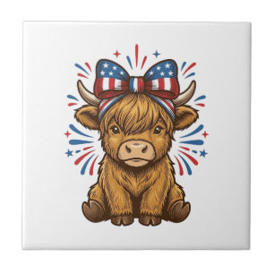 Carreau Conception de vecteur de vache Highland patriotiqu