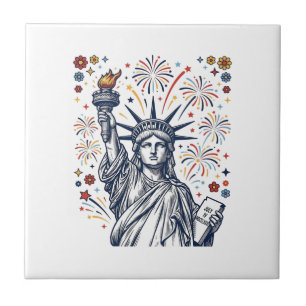 Carreau Conception de vecteur patriotique de feux d'artifi