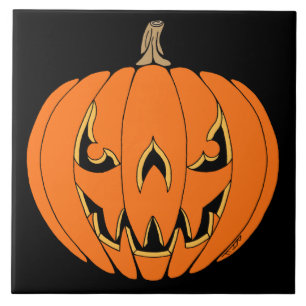 Carreau Conception d'Halloween de citrouille effrayante Ja