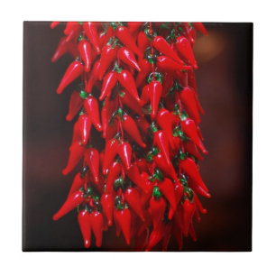 Carreau Conception d'image de piments chili pendus rouge v