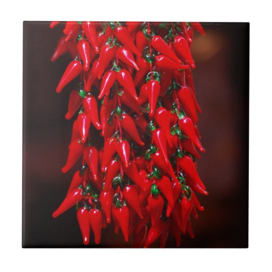 Carreau Conception d'image de piments chili pendus rouge v (Devant)