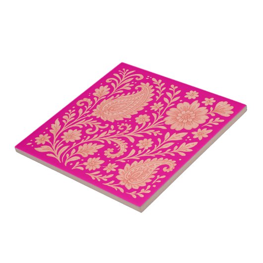 Carreau conception d'impression de paisley india (Côté)