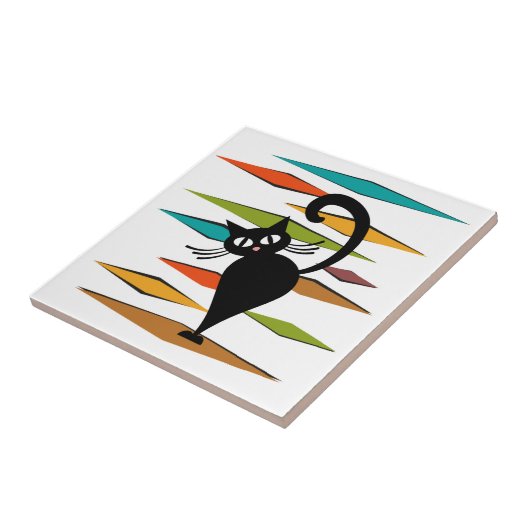 Carreau Conception du chat noir du milieu du siècle (Côté)