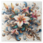 Carreau Conception Florale Abstraite Avec Lily Au lever Du (Devant)