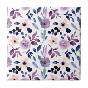 Carreau Conception florale délicate avec feuilles de lavan