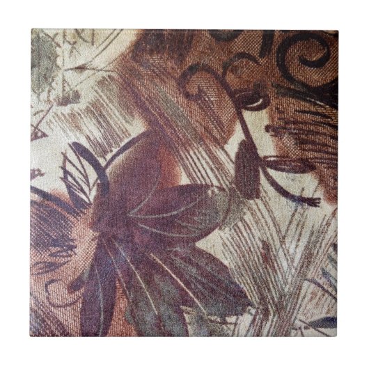Carreau Conception florale marron abstraite 1 (Devant)