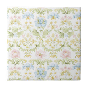 Carreau Conception florale pastel élégante vintage