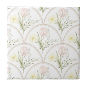 Carreau Conception florale pastel élégante vintage