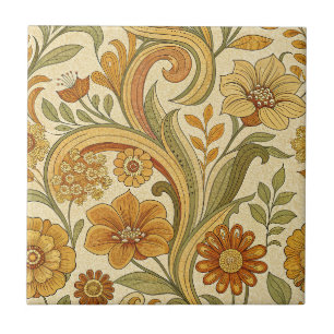 Carreau Conception florale rétro des années 70 Fleur de po