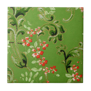 Carreau Conception florale verte vintage