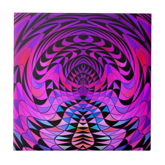 Carreau Conception Géométrique Violet Clair Fractale Noir (Devant)