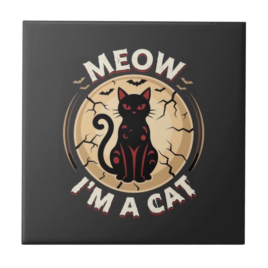 Carreau Conception graphique de chat Meow Halloween_1 (Devant)