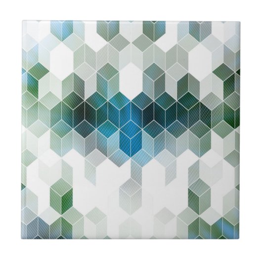 Carreau Conception graphique de cube bleu génial (Devant)