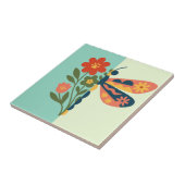 Carreau Conception graphique de fleur et de papillon color (Côté)