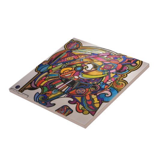 Carreau conception graphique vibrante d'art déco sauvage (Côté)