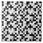 Carreau Conception noire et blanche de pixel (Devant)