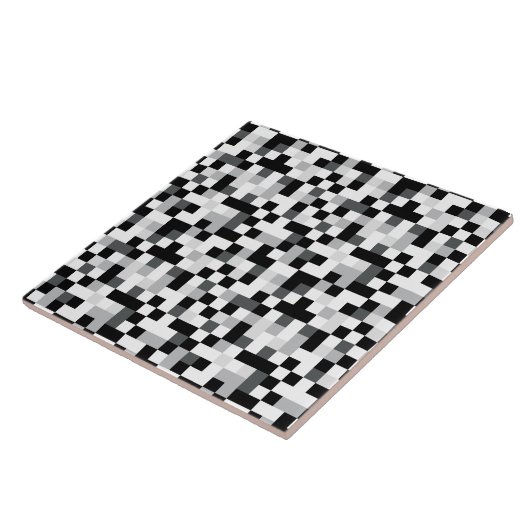 Carreau Conception noire et blanche de pixel (Côté)