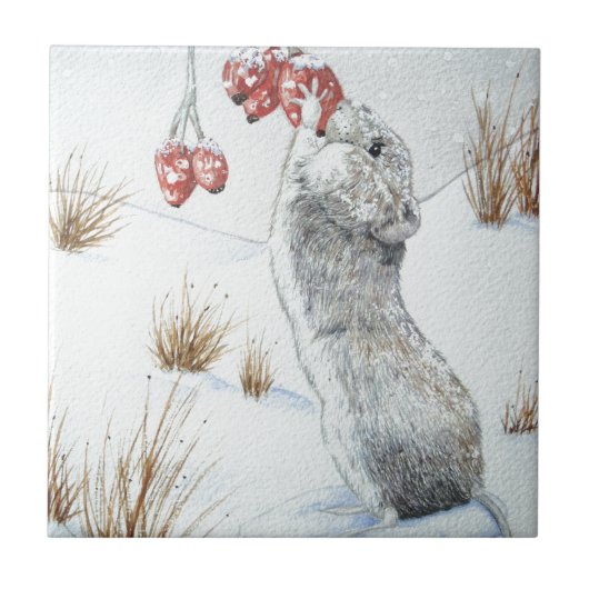 Carreau Conception rouge de faune de scène de neige de (Devant)