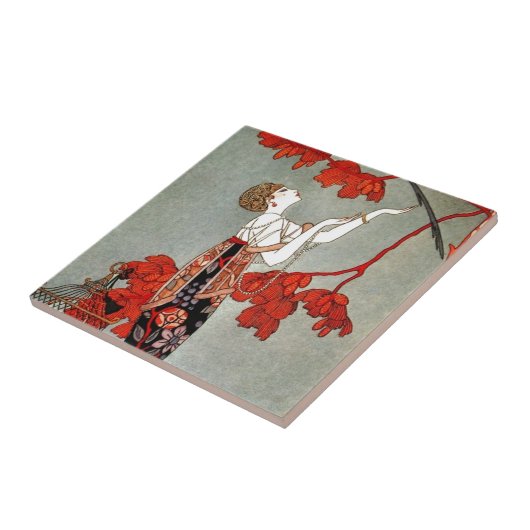 Carreau Conception rouge de Madame art déco (Côté)