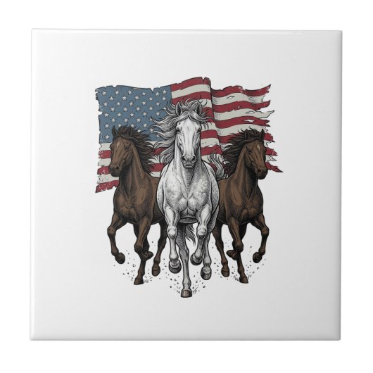 Carreau Conception vectorielle de chevaux courant patrioti (Devant)