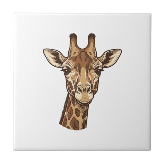 Carreau Conception vectorielle de tête de girafe gravée vi (Devant)