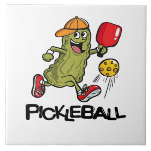 Carreau Concombre Drôle Jouant Pickleball