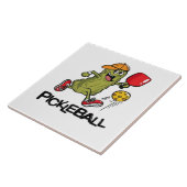 Carreau Concombre Drôle Jouant Pickleball (Côté)