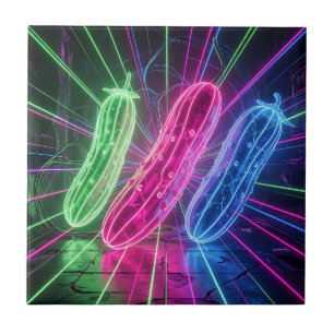 Carreau Concombres Néon Cyberpunk Lumineux