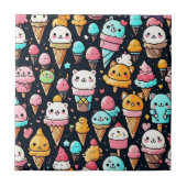 Carreau Cônes glaces colorés mignons (Devant)