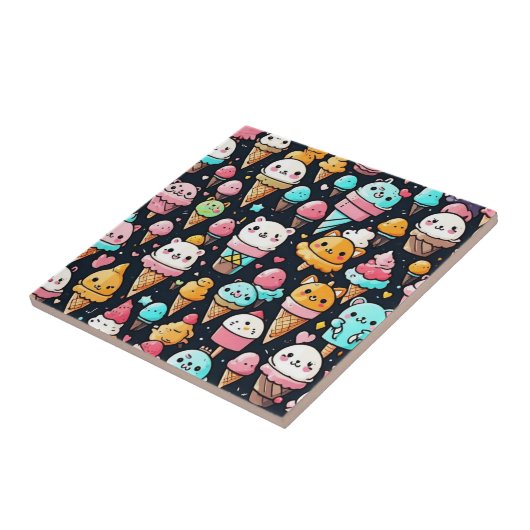 Carreau Cônes glaces colorés mignons (Côté)