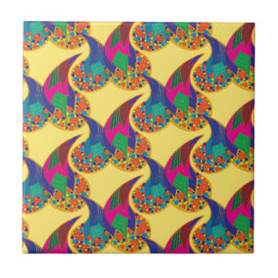 Carreau Confetti coloré abstrait Paisley Arc-en-ciel goutt