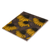 Carreau Confleurs jaunes sur brun foncé (Côté)