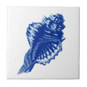 Carreau Conque Shell, bleu d'indigo et blanc (Devant)