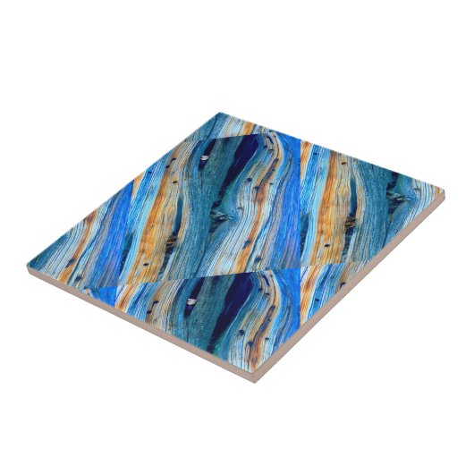 Carreau conseils en bois bleus rustiques à angles (Côté)