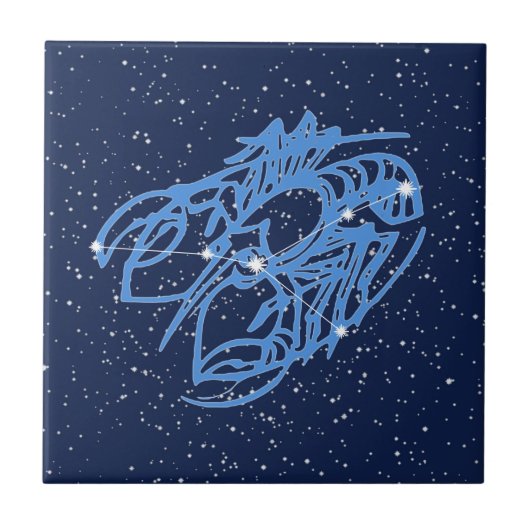 Carreau Constellation de cancer et signe solaire avec étoi (Devant)