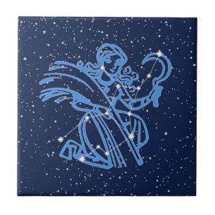 Carreau Constellation de la Vierge et signe du soleil avec