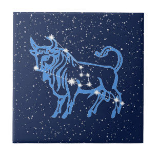 Carreau Constellation de Taurus et signe solaire avec éto