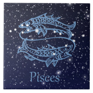 Carreau Constellation des Poissons et signe du zodiaque av
