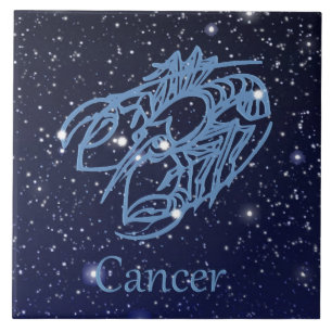Carreau Constellation du cancer et signe zodiaque avec éto