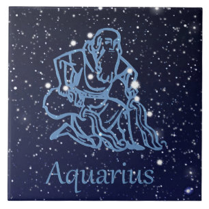 Carreau Constellation du Verseau et signe du zodiaque avec