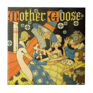 Carreau Contes de la Mère l'Oie vintage lus à des enfants