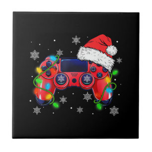 Carreau Contrôleur de jeu vidéo chapeau de Noël Santa Game