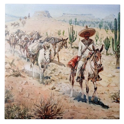 Carreau “Convoi de paquet Vaquero” par Edward Borein (Devant)
