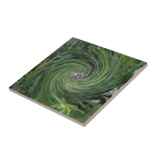 Carreau Cool Abstrait Retro Chartreuse Green Floral Swirl (Côté)