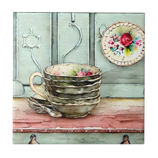 Carreau Cool artisanal rustique illustration de plat Retro (Devant)