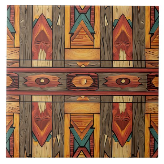 Carreau Cool Aztec faux bois céramique (Devant)