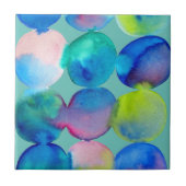 Carreau cool bleu aquarelle art abstrait (Devant)