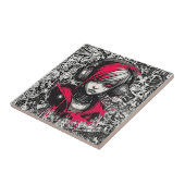 Carreau Cool Cyber 2K Urban Emo Girl avec casque Art (Côté)