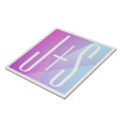 Carreau Cool Géométrique rose et pourpre | Initiales de co (Côté)