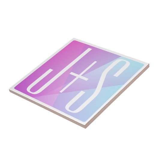 Carreau Cool Géométrique rose et pourpre | Initiales de co (Côté)